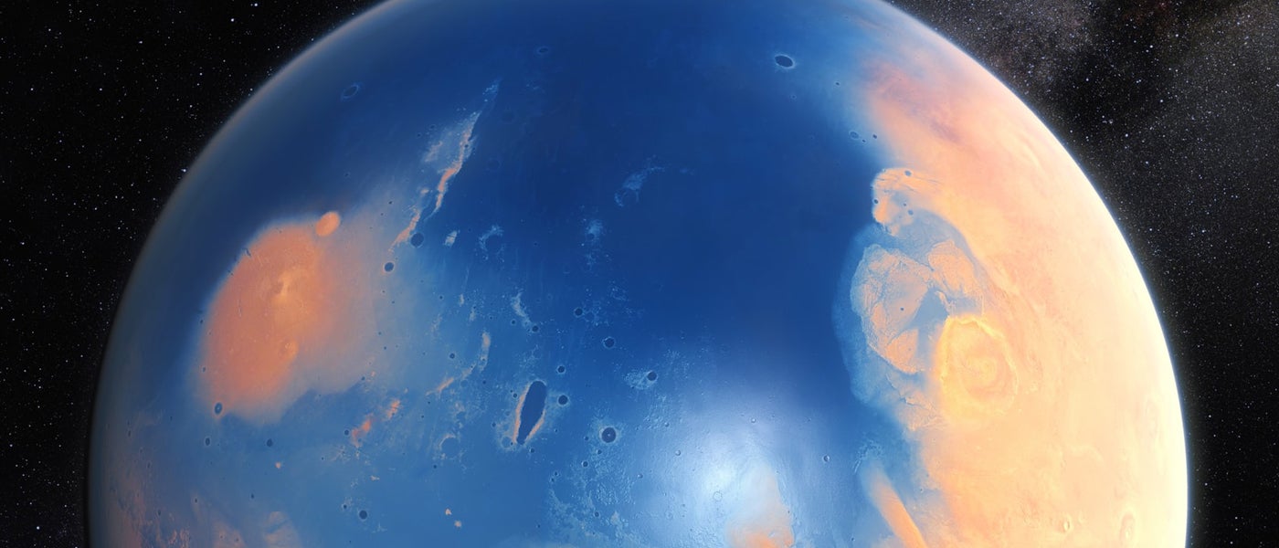 mars water in mars arabia terra region heart lake