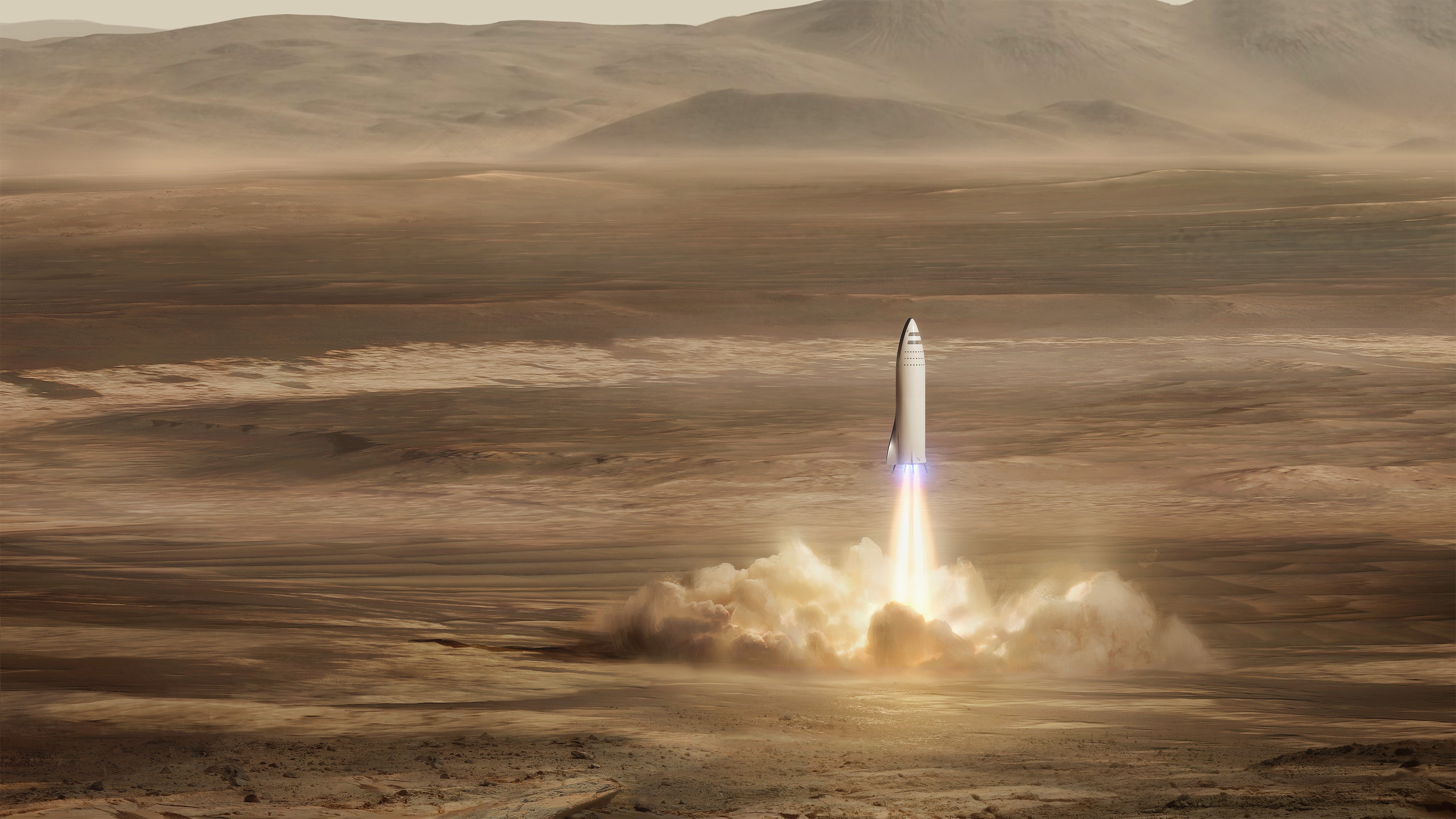 A rocket heads to Mars.