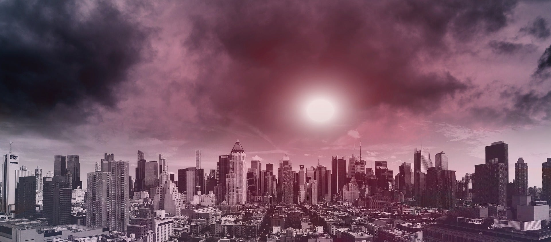 City covered in haze