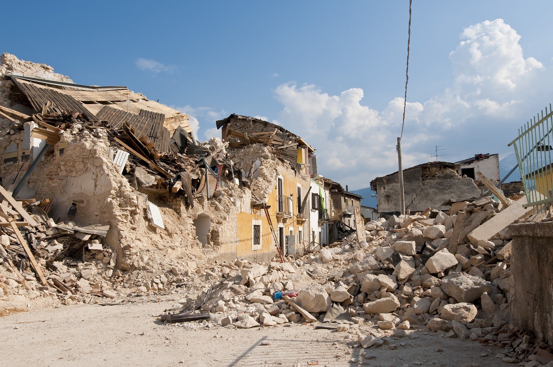 collapsed building