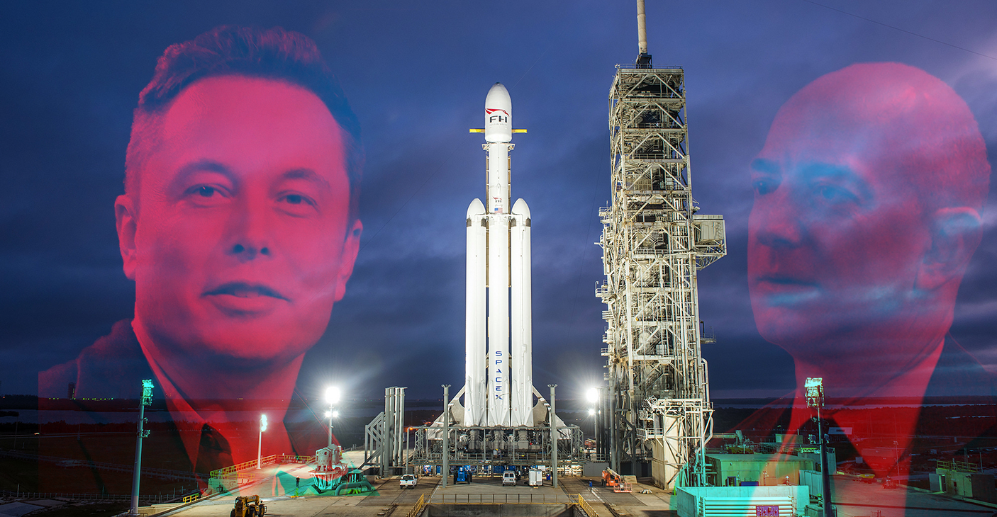 spacex elon musk jeff bezos falcon heavy