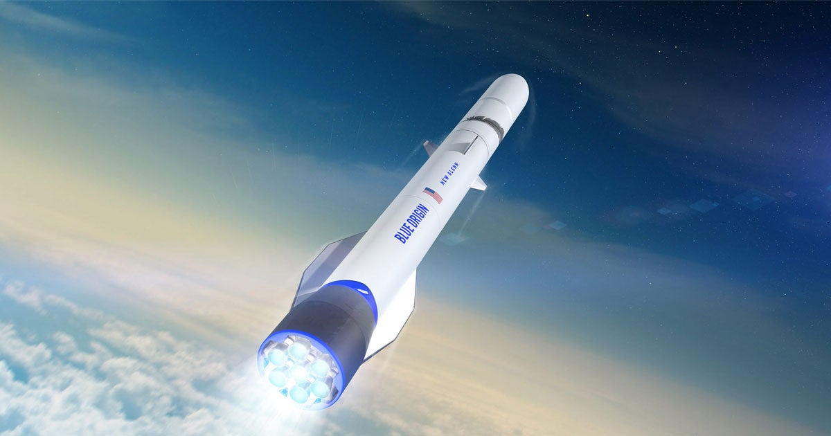 Blue Origin showed off a new animation of its New Gleen orbital rocket system, including a booster landing that's reminiscent of SpaceX's Falcon 9.