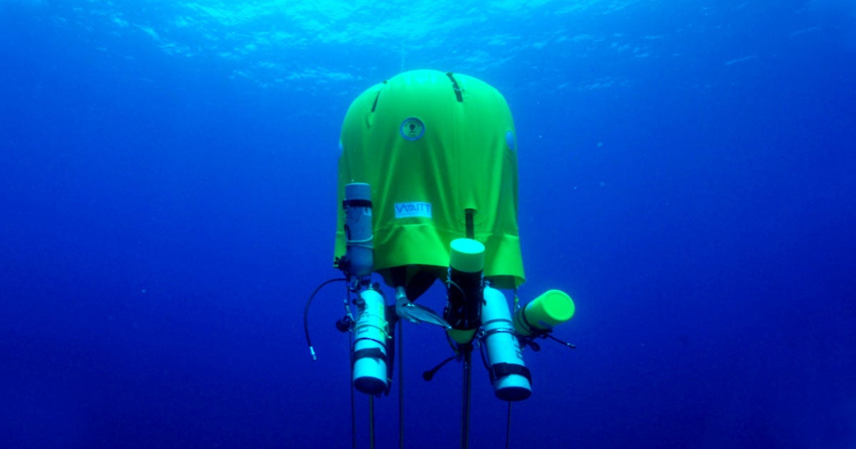 A new underwater tent provides scuba divers with a portable, air-filled resting area while they decompress or conduct research.