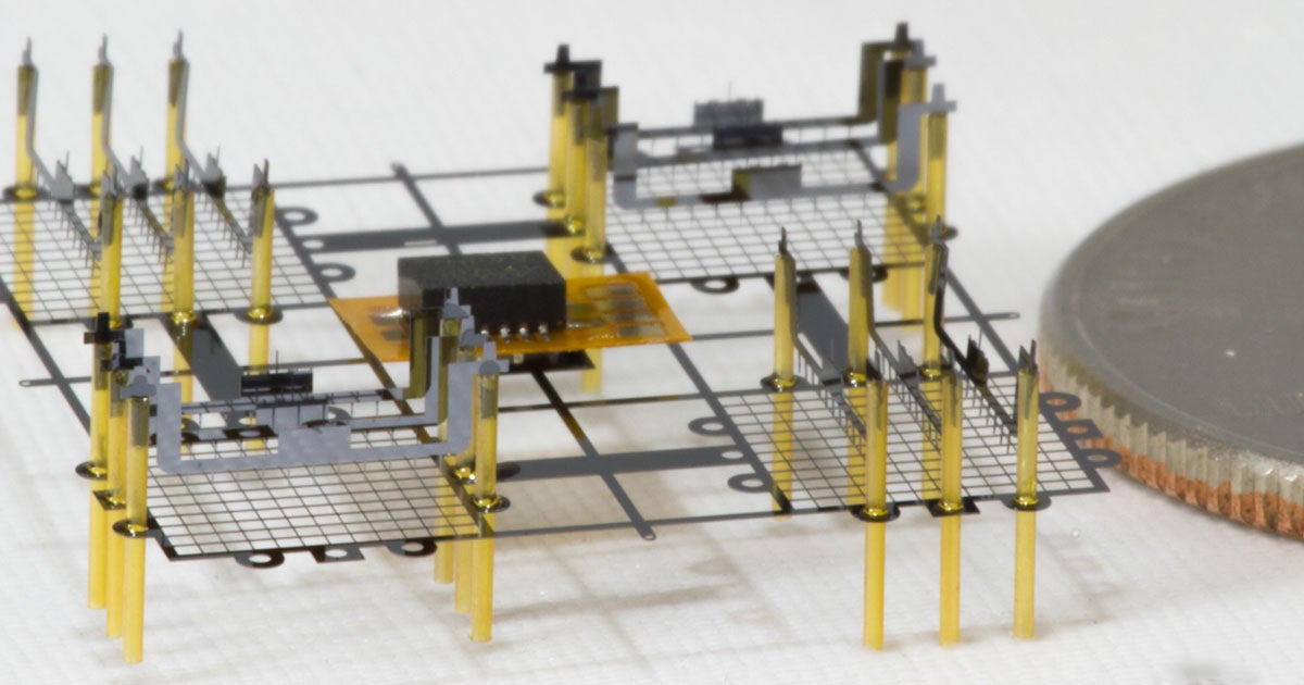 The latest version of the ionocraft — a tiny robot that uses ion propulsion to fly — is slightly larger than its predecessor.