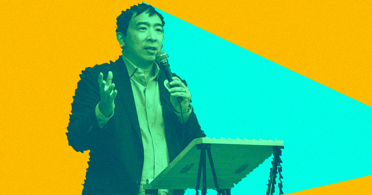 Andrew Yang envisioned as a hologram