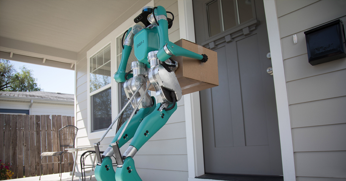 Ford plans to use a bipedal bot called Digit as a delivery robot, pairing it with a self-driving car to bring packages right to customers' doorsteps.