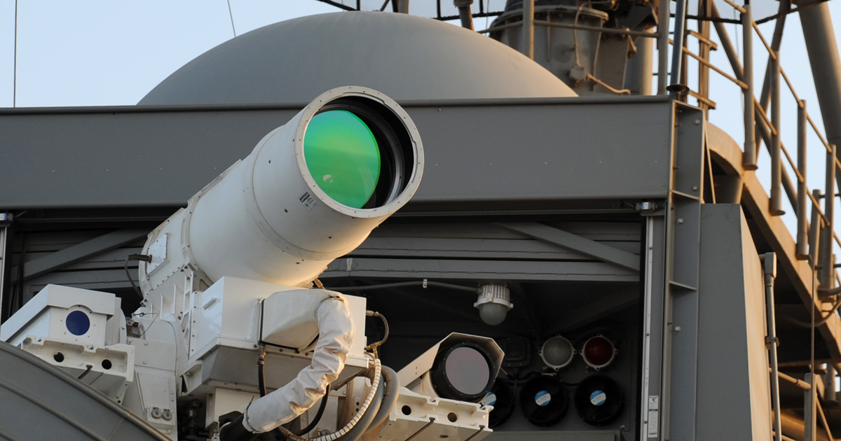 Rolls-Royce unveiled a new hybrid power source for laser weapons. A combo of a battery and a helicopter engine, the system could fire a laser indefinitely.
