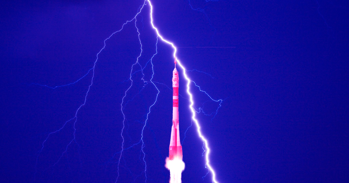 About 10 second after launch, a massive bolt of lightning struck a Russian Soyuz 2-1b rocket — a remarkable sight captured on video by numerous spectators.