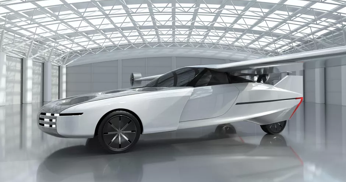 Startup New Future Transportation has unveiled the design for its Aska, a futuristic-looking flying car with a 40-foot wingspan.