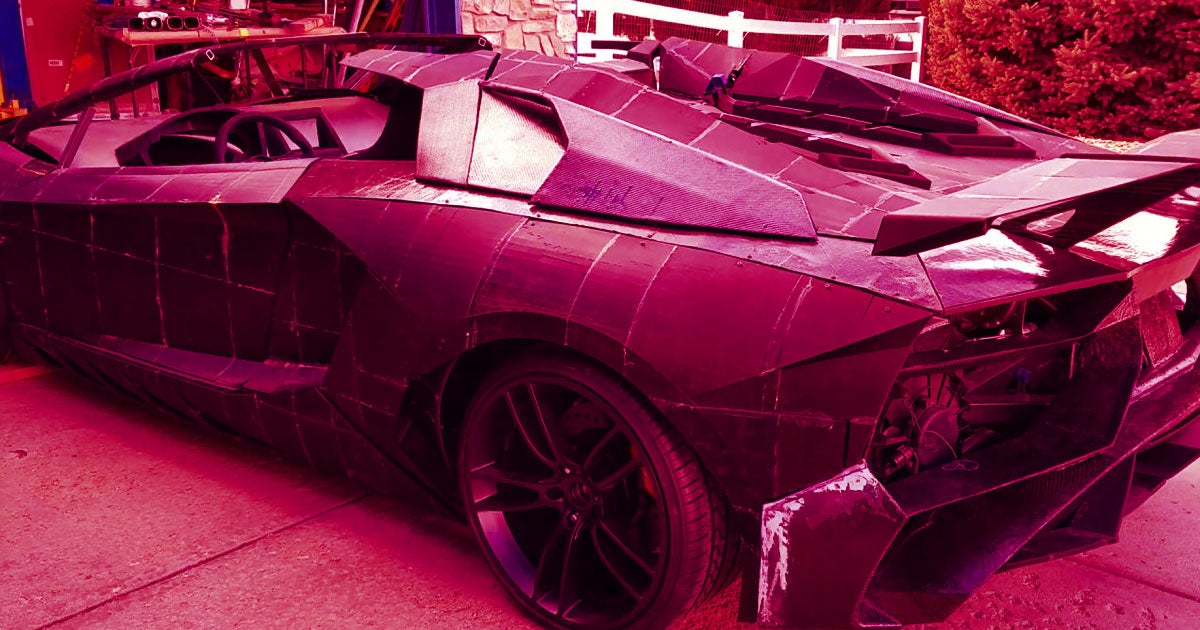 Physicist Sterling Backus is 3D printing a full-scale Lamborghini Aventador-inspired supercar in his own backyard with the help of his son.