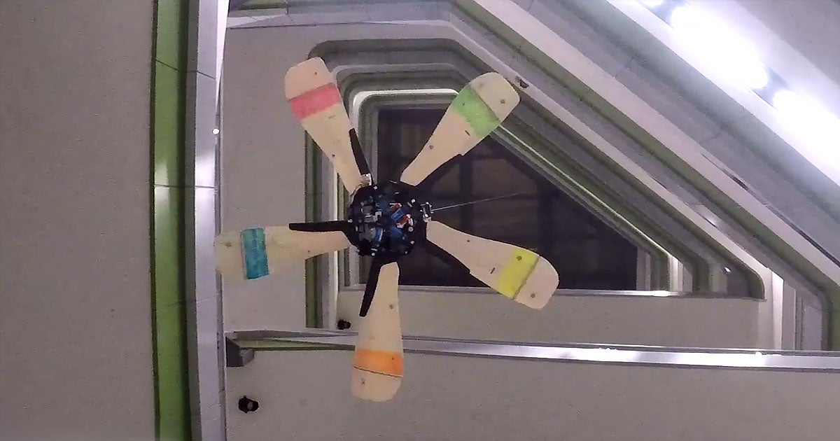 Watch as a glider-style drone composed of five mini-drones inspired by tiny seed pods bursts apart in mid-air to deliver its payloads.