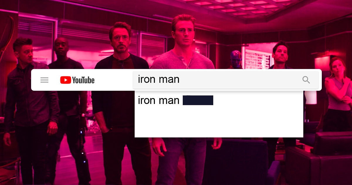 The YouTube search bar frequently autocompletes queries with major movie and TV spoilers — yet another example of the site's content moderation struggles.