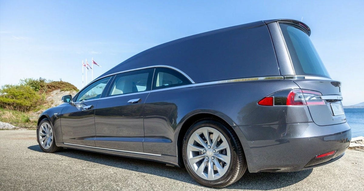 A Tesla hearse, converted from a 2018 Model S, is currently listed on a Norwegian classifieds website for the equivalent of about $208,000.