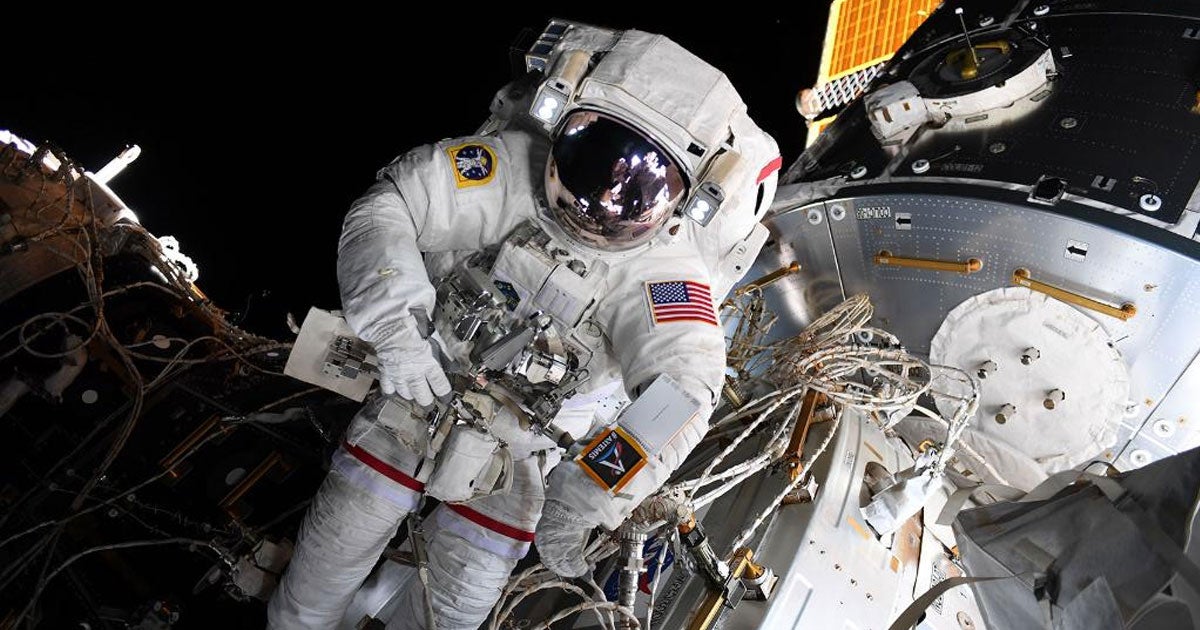Two astronauts spent six and a half hours outside of the International Space Station (ISS) yesterday installing a new commercial spacecraft docking port.
