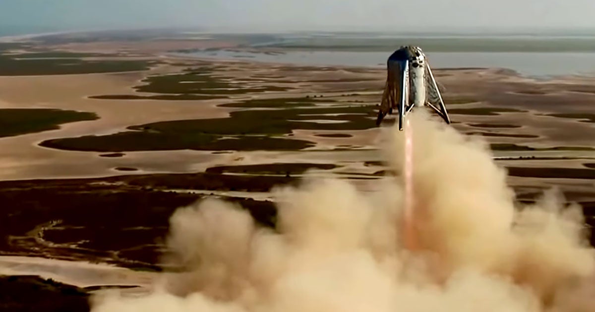 SpaceX's Starhopper finally launched itself some 150 meters (492 feet) into the air Tuesday evening at the company's Boca Chica test facility in Texas.
