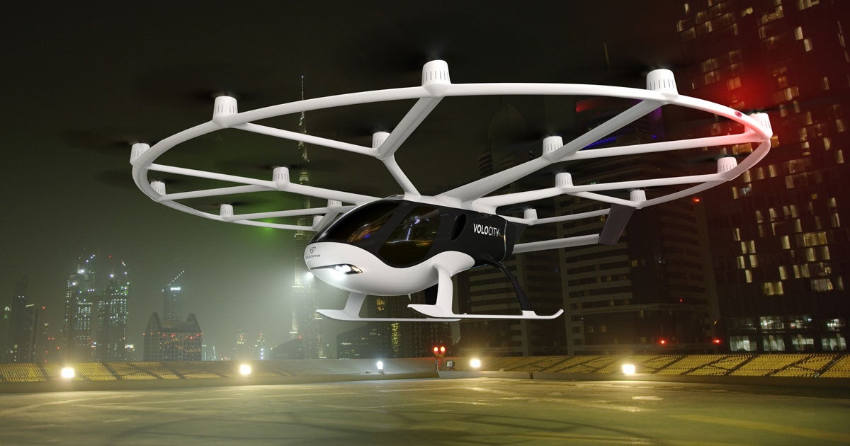 German startup Volocopter hopes its wild-looking VoloCity VTOL will service the world's first on-demand air taxi service.
