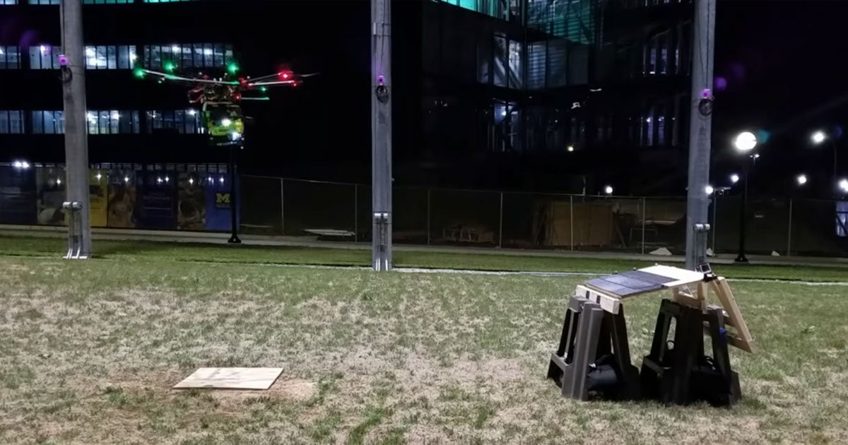 Researchers created an autonomous roofing drone by strapping a nail gun to an octocopter and using cameras and markers to teach it where to place nails.