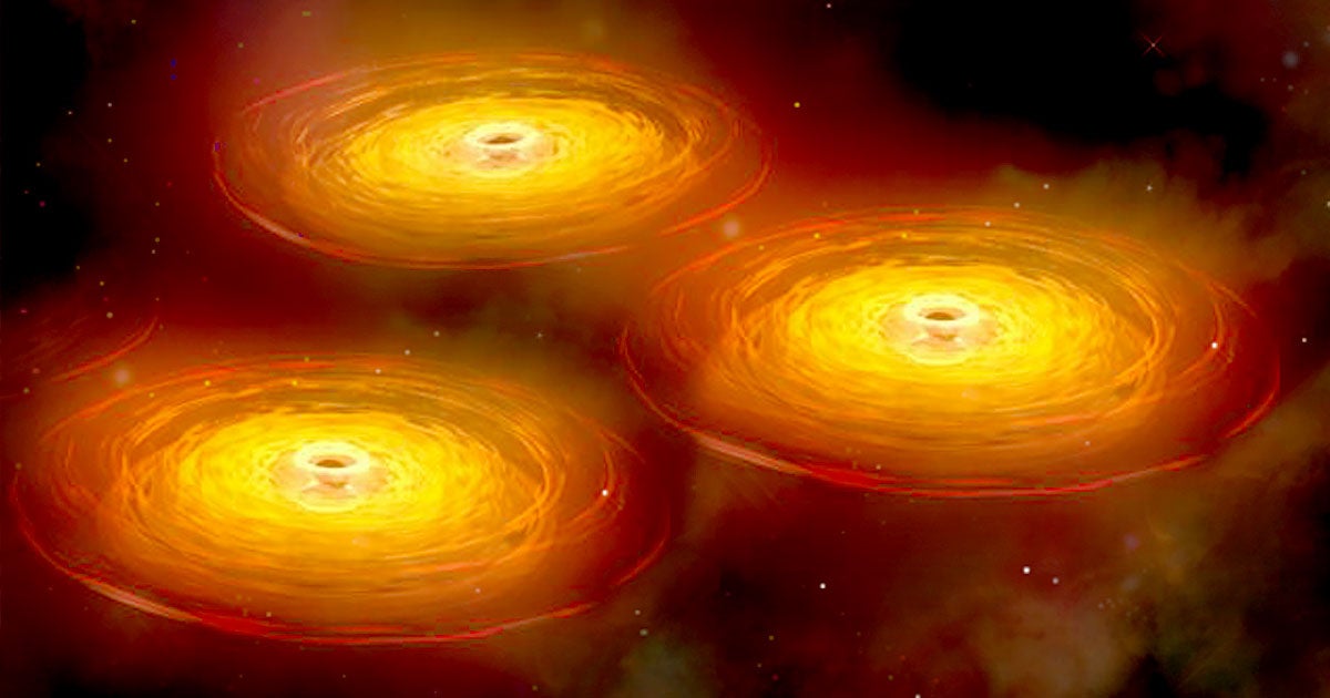 A team of NASA scientists have caught three supermassive black holes in the act of merging together a measly one billion light-years away from Earth.
