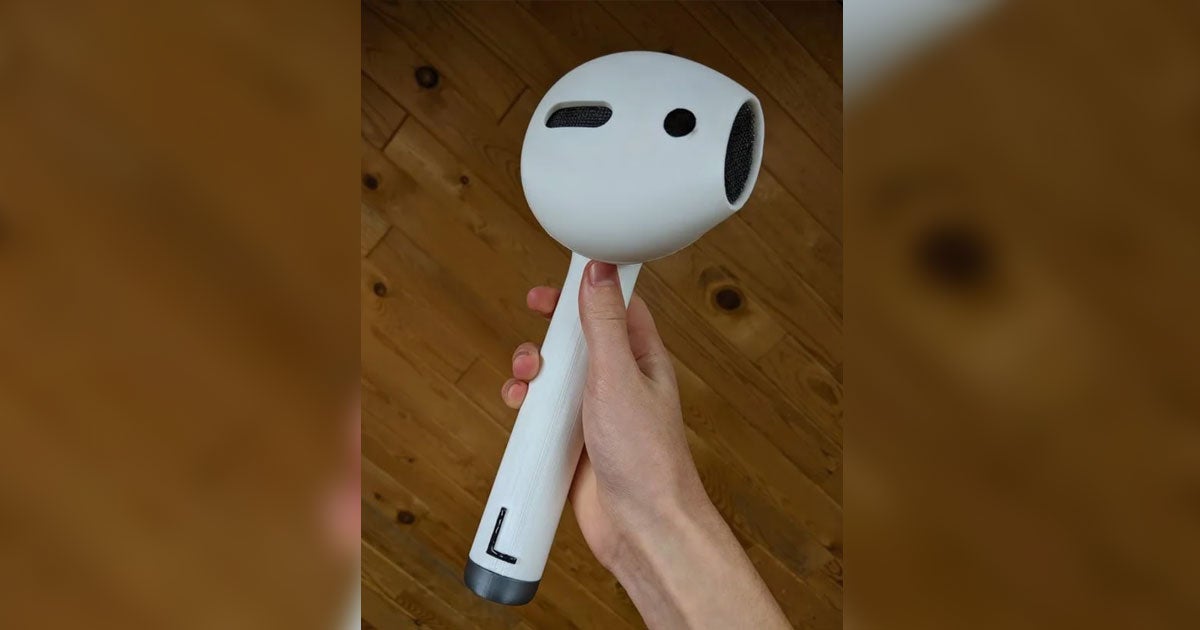 We couldn't help but admire this big, fully functional, hammer-sized Bluetooth AirPod built by handy Redditor Master_Aar17. Seriously, just look at it.