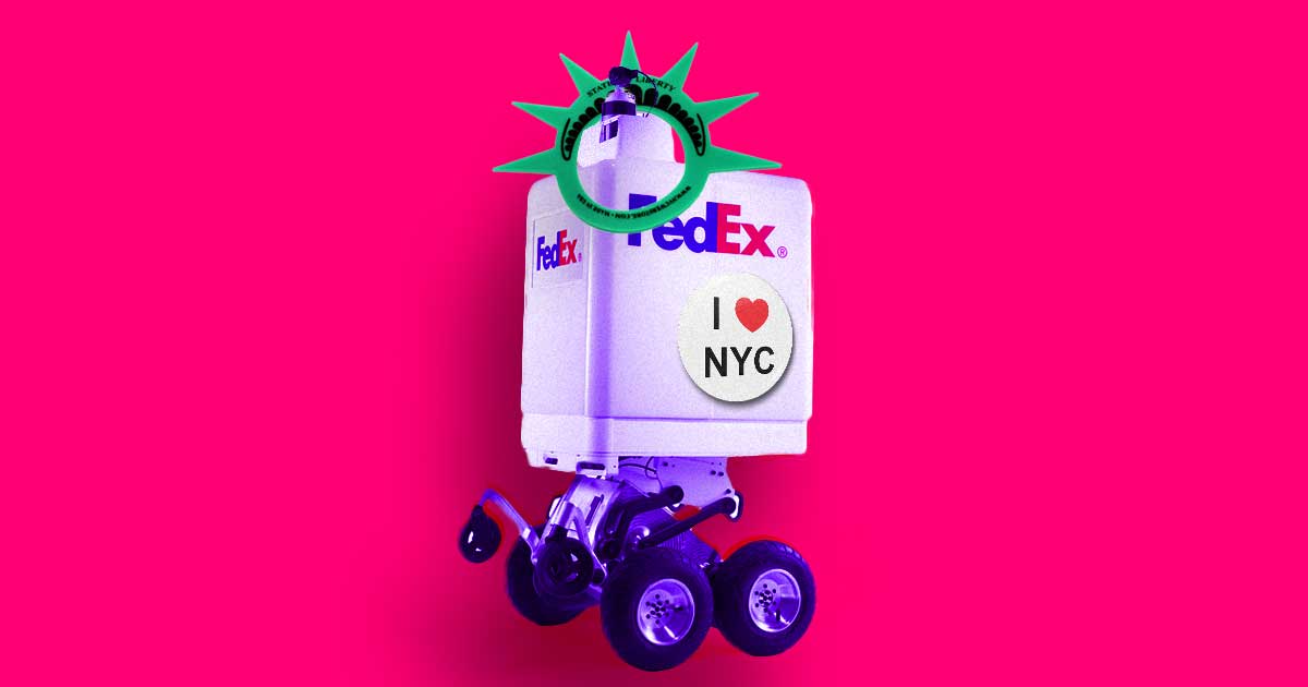 New York City Mayor Bill de Blasio has told FedEx to get its delivery bots off his city's streets or NYC will "send them packing" itself.