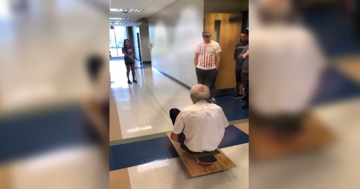 A viral video uploaded on Wednesday by college student Erica Church shows her physics professor David Wright jovially pull off some amazing tricks in class.