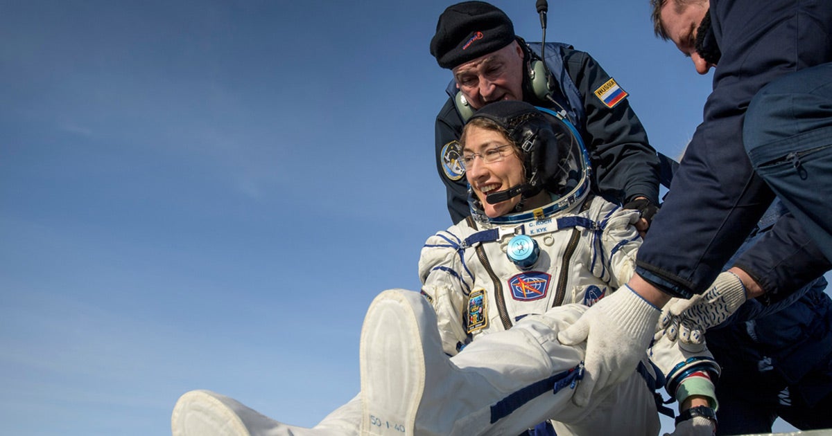 NASA astronaut Christine Koch has returned to Earth after spending a record-setting 328 days aboard the International Space Station.
