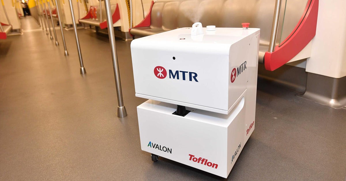 The Hong Kong's Mass Transit Railway (MTR) Corportation rolled out a disinfecting robot to clean subway trains using "vaporised hydrogen peroxide."