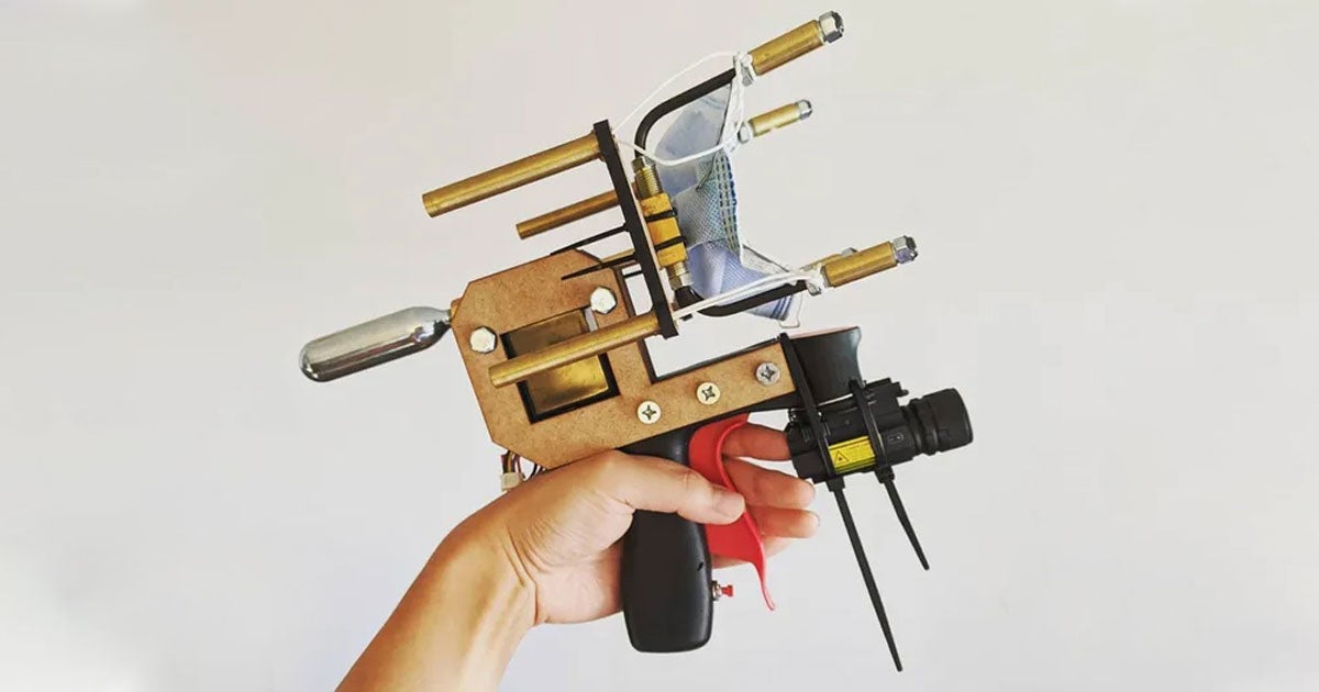 Anti-maskers inspired YouTuber Allen Pan to create a whimsical gadget: a gun that fires masks directly onto its targets' faces.