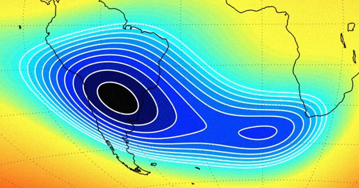 NASA scientists have been tracking a strange "dent" in the Earth's magnetic field as its slowly moving westwards over the southern Atlantic Ocean.