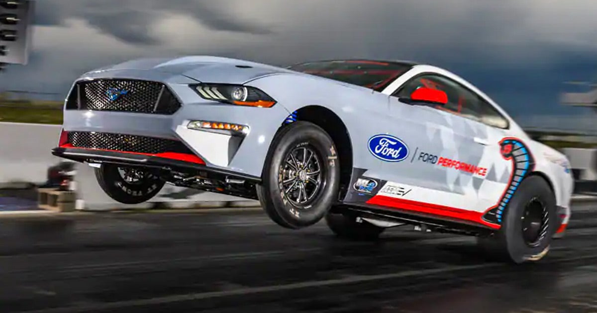 The Ford Mustang Cobra Jet 1400 prototype is absolutely insane. It can barely keep itself on the road during a drag race.