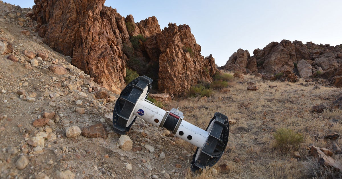 NASA's four-wheeled rover called DuAxel can split into two separate two-wheeled rovers, and is intended to explore hard to reach places in faraway places.