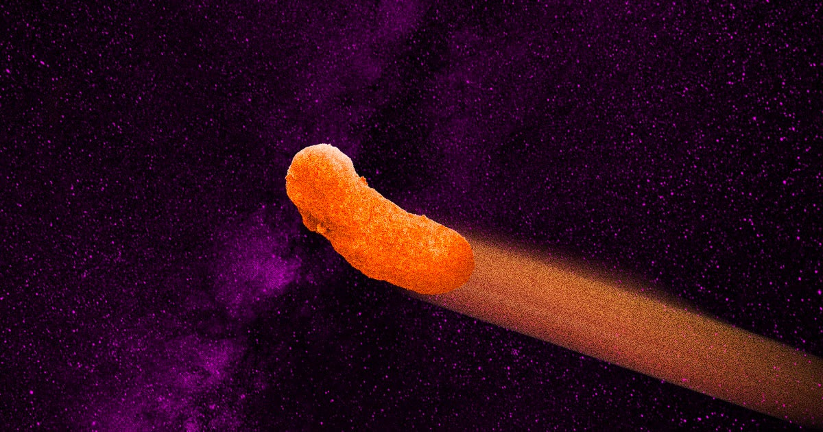 Would a head-on collision with a Cheeto orbiting the Earth be enough to destroy the International Space Station? Probably not, but it could do some damage.