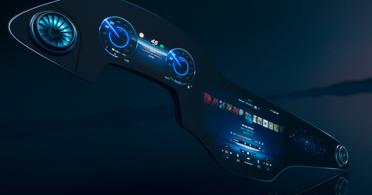 Mercedes-Benz has just unveiled its futuristic vision for its upcoming EQS luxury electric sedan: a wall-to-wall, 56-inch touchscreen called "Hyperscreen."