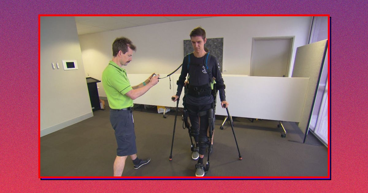 An Australian soccer player with an injury that left him with quadriplegia is learning to walk again with the help of a robotic exoskeleton.
