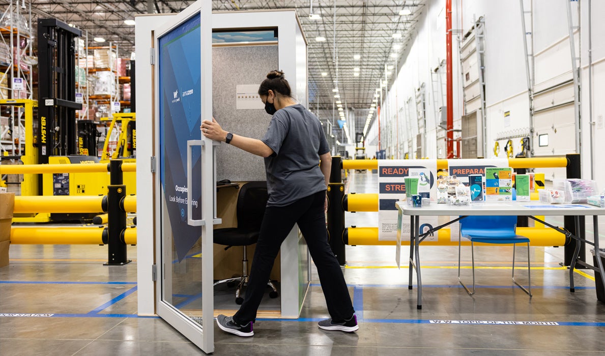 Amazon is being roasted for sharing a video of its "AmaZen," essentially a phonebooth-sized box where employees can go to "focus on their mental wellbeing."