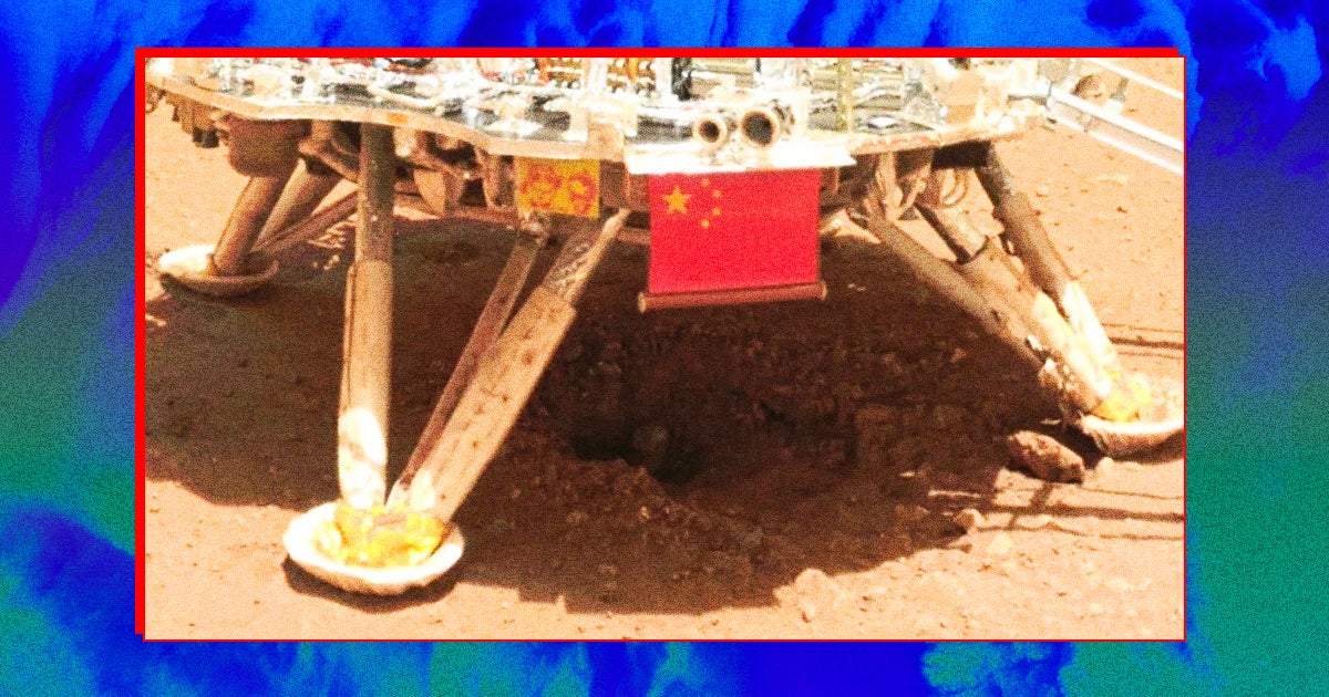 In the new photos from China's Mars lander, there's an interesting detail with profound implications for the future of Mars exploration: a huge hole.