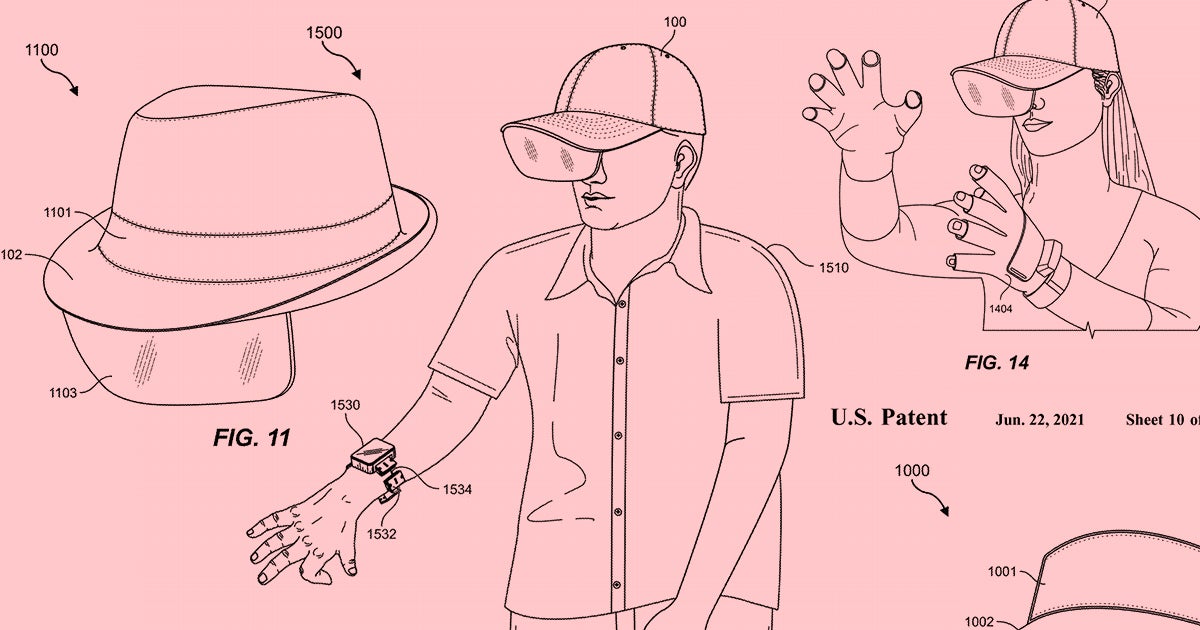 A new Facebook patent reveals some unusual new augmented reality headware, including a fedora, baseball cap, and visor with displays attached to the brim.