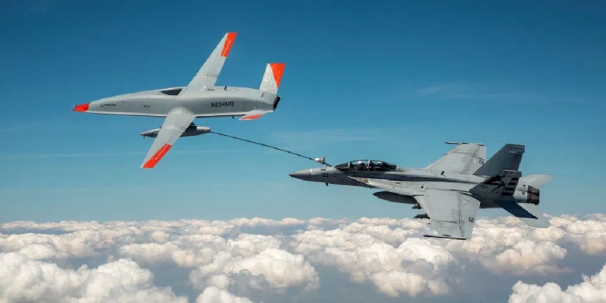A drone just refuelled a US fighter jet in midair for the first time, the US Navy announced today.