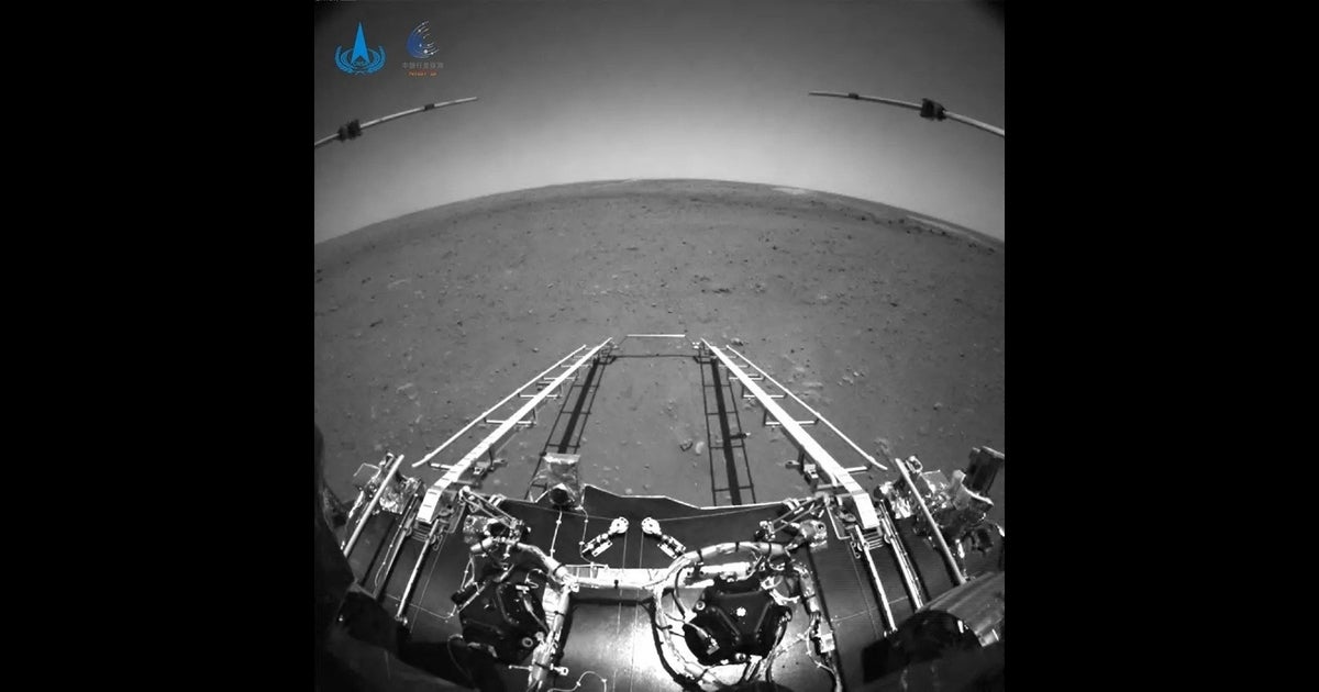 The Chinese rover Zhurong sent footage of its descent along with a video of its drive off of the Tianwen-1 landing platform on Sunday.