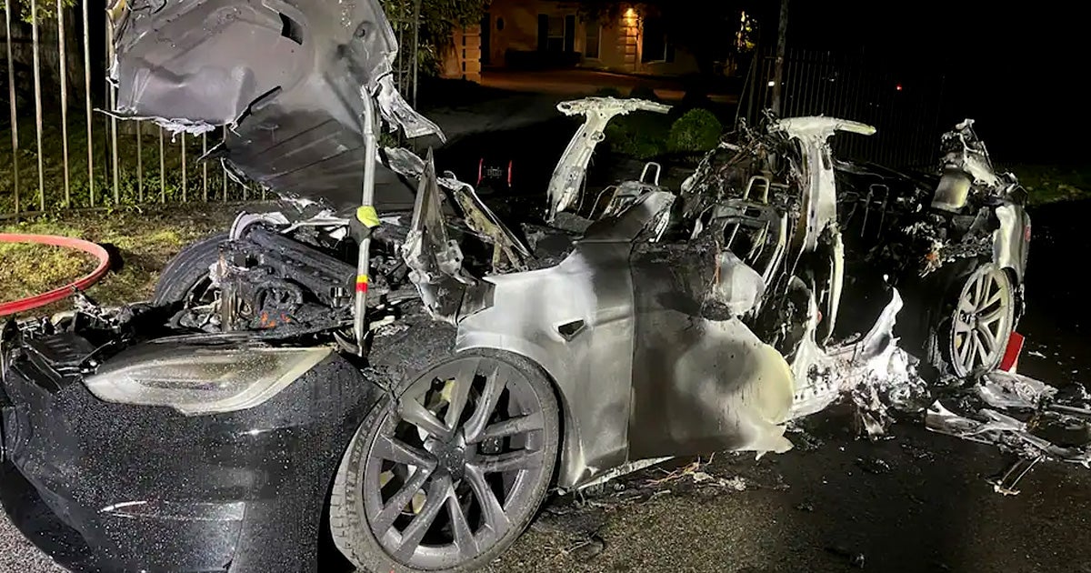 The first Tesla Model S Plaid vehicles has gone up in flames — shortly after trapping its owner inside thanks to the car's electronic doors not opening.