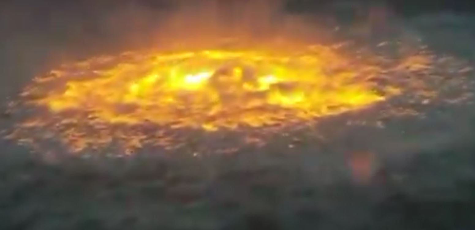 An undersea pipeline ruptured in the Gulf of Mexico today — and then somehow ignited, causing the surface of the ocean to catch fire.