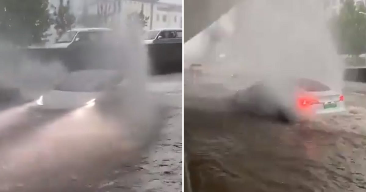 A recently surfaced video shows a Tesla Model 3 wading through deep flood waters, spraying water everywhere in the process.