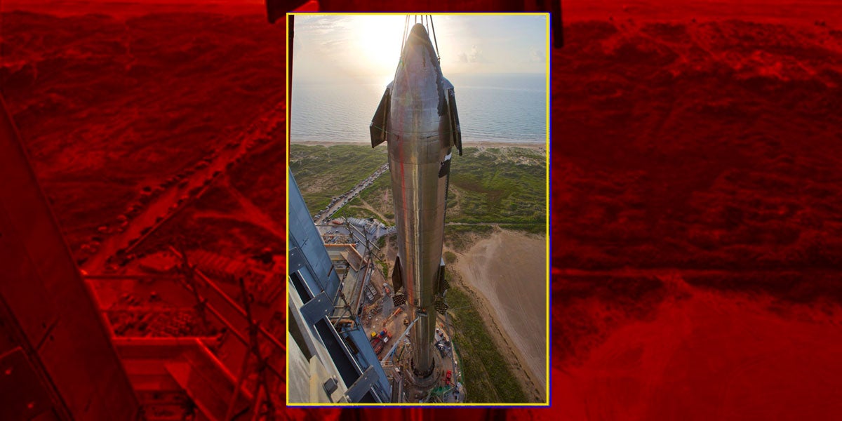 SpaceX has finally stacked a Starship spacecraft prototype on top of a Super Heavy booster for the very first time, a 475-foot tower of rockets.