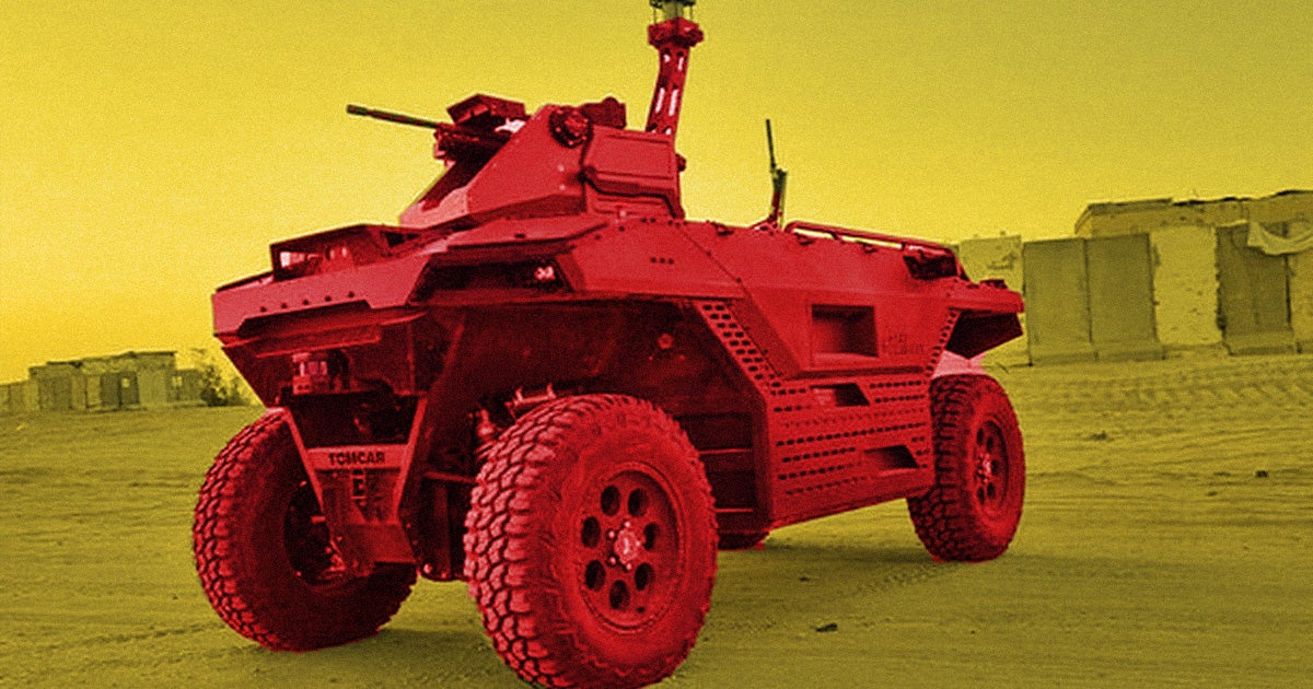 An Israeli company has unveiled a remote-controlled, semi-autonomous robot that can be outfitted with two machine guns, cameras, and sensors.