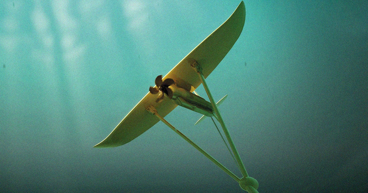 Swedish engineering firm Minesto has designed special gliders that can capture underwater currents by being tethered to the ocean floor.