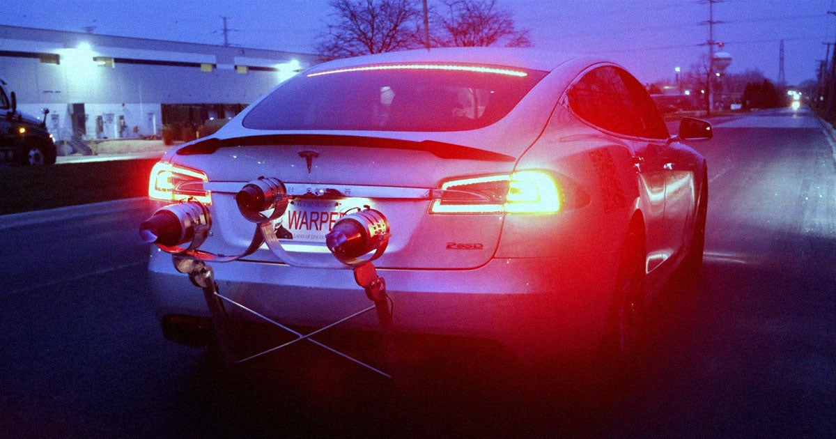 This YouTuber bolted three jet thrusters to the back of his Tesla Model S, allowing him to drive the 4,500 pound vehicle on jet thrusters alone.