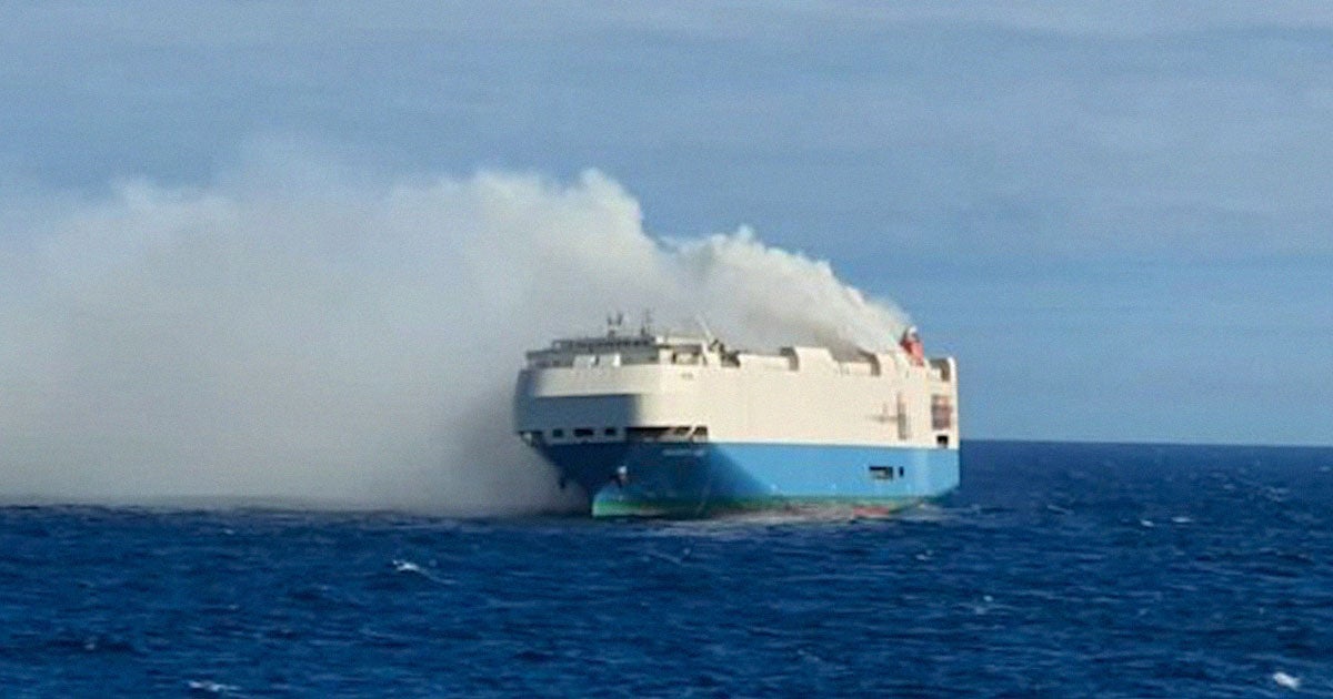 A giant cargo ship carrying 4,000 luxury cars called the Felicity Ace is now adrift in the Pacific Ocean, burning, without its crew.