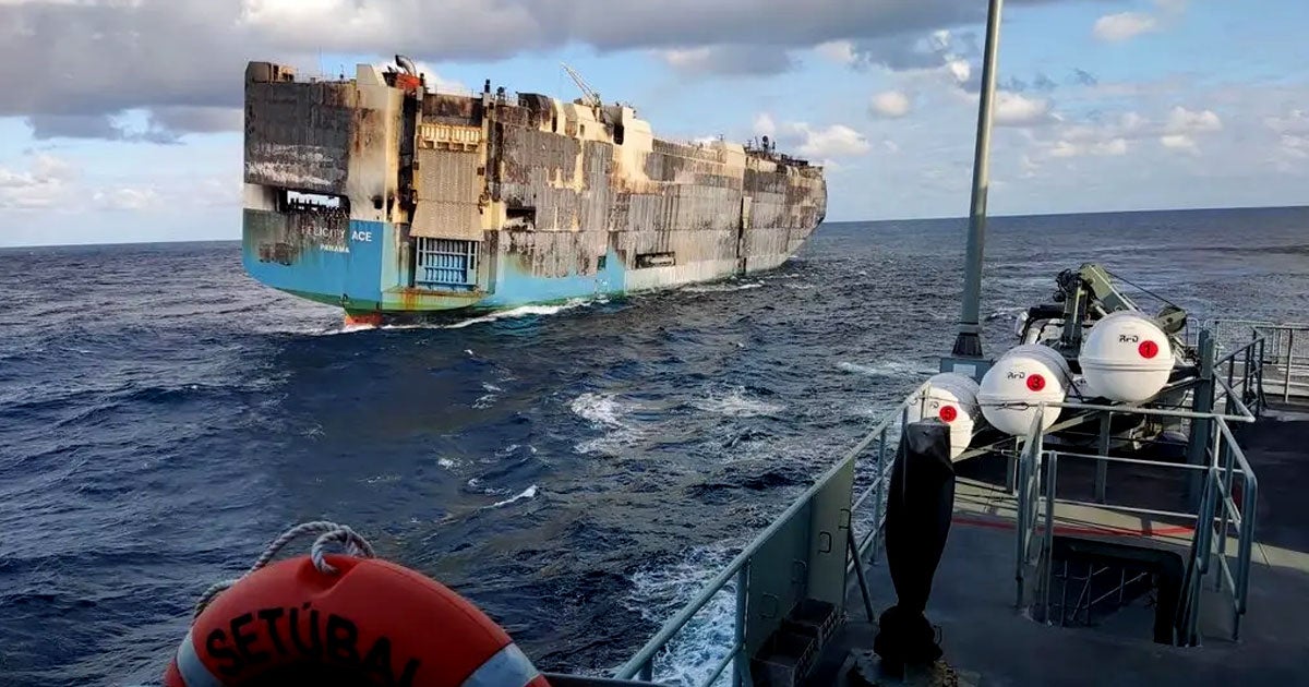 A huge cargo ship full of Bentleys and Porches that's been burning for weeks in the Atlantic has finally succumbed to the depths of the deep blue sea. 