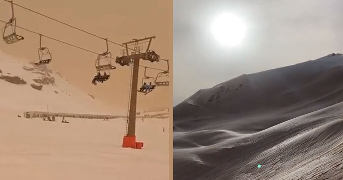 A massive storm has carried Sahara desert dust all the way from Africa to the Sierra Nevada ski resort in Granada, Spain — and the videos look like they were taken on Mars.