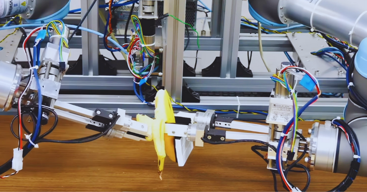 A new robot created at the University of Tokyo is so dextrous it can peel a banana without smushing it, using two arms with two fingers each.